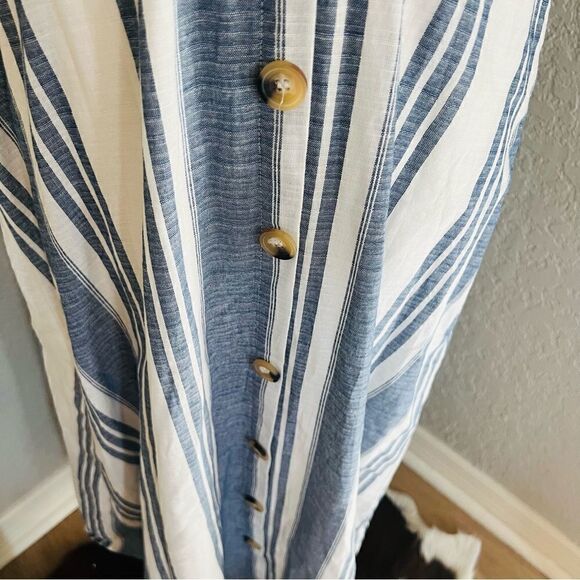 June & Hudson Tie Sleeve Striped Midi Dress, Blue/White, Size XL, NWOT - Picture 11 of 13
